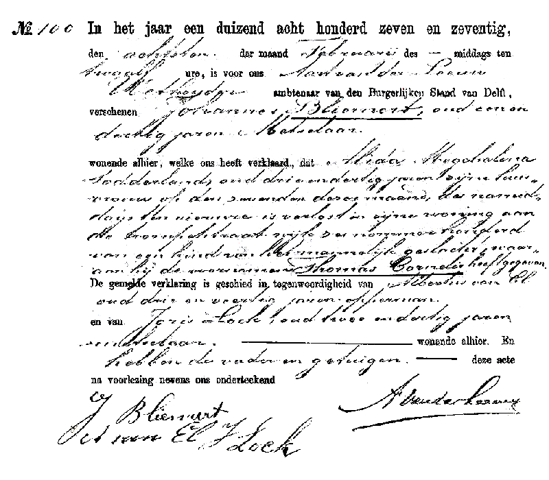 18770207 Geb akte Thomas C zv J Bliemert - AM Sodderland